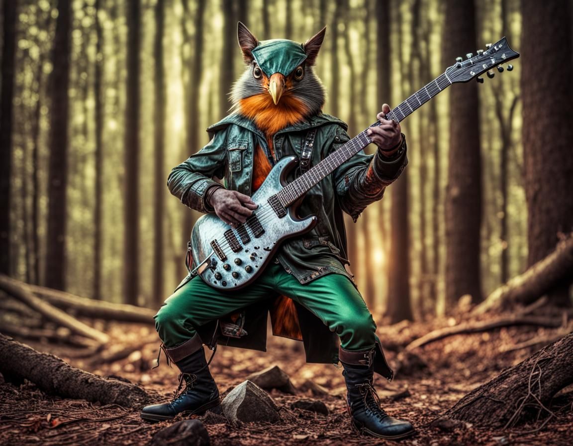 Hyperrealistic Heavy Metal Robin Hood Guitar Solo