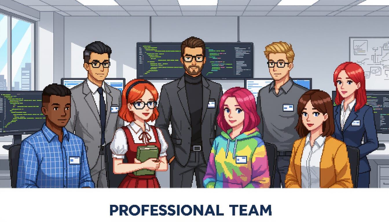Manga Style IT Team Poster: 10 Diverse Professionals