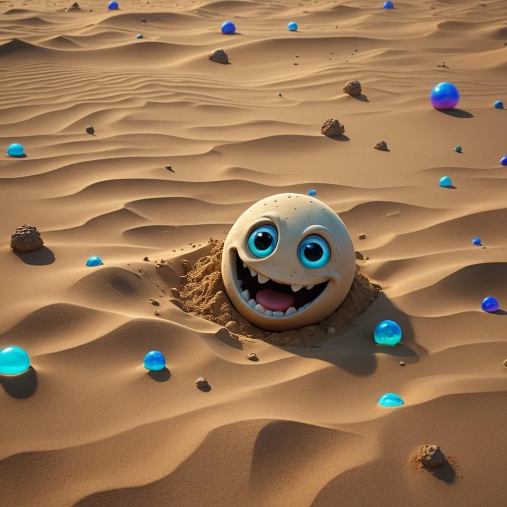 Surreal Sandscape in Brightly Colored 3D Digital Art