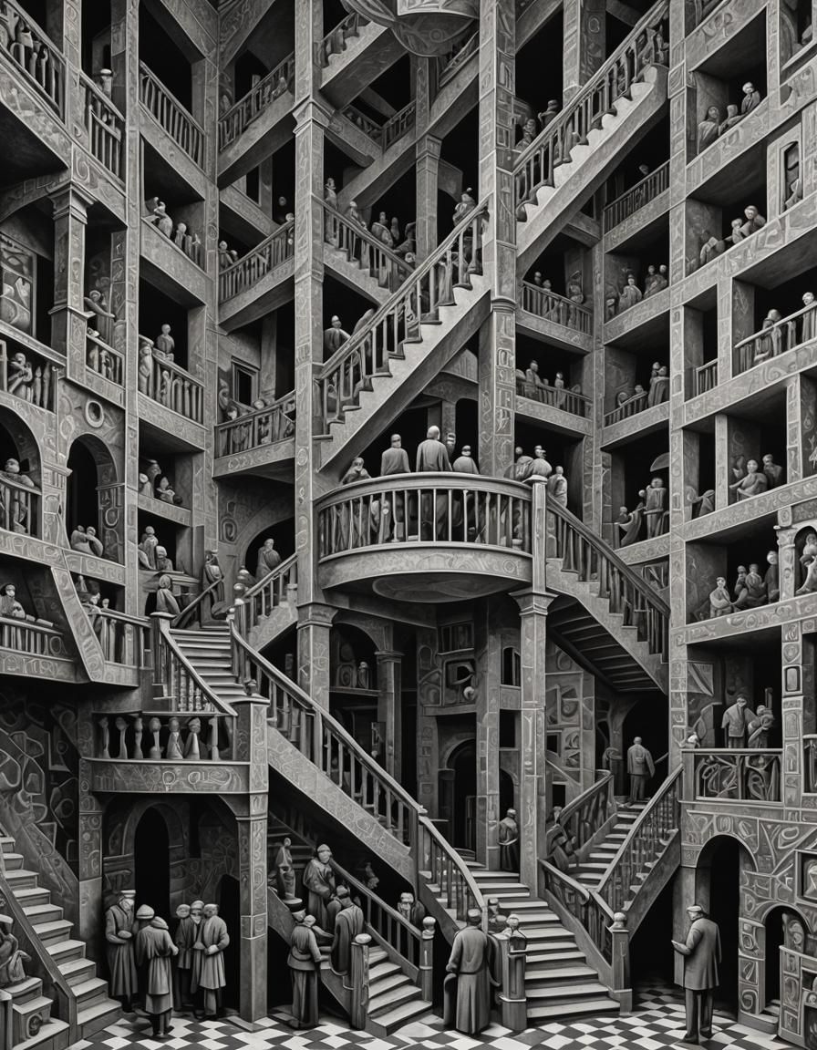 Impossible Staircase in Geometric Abstract Style