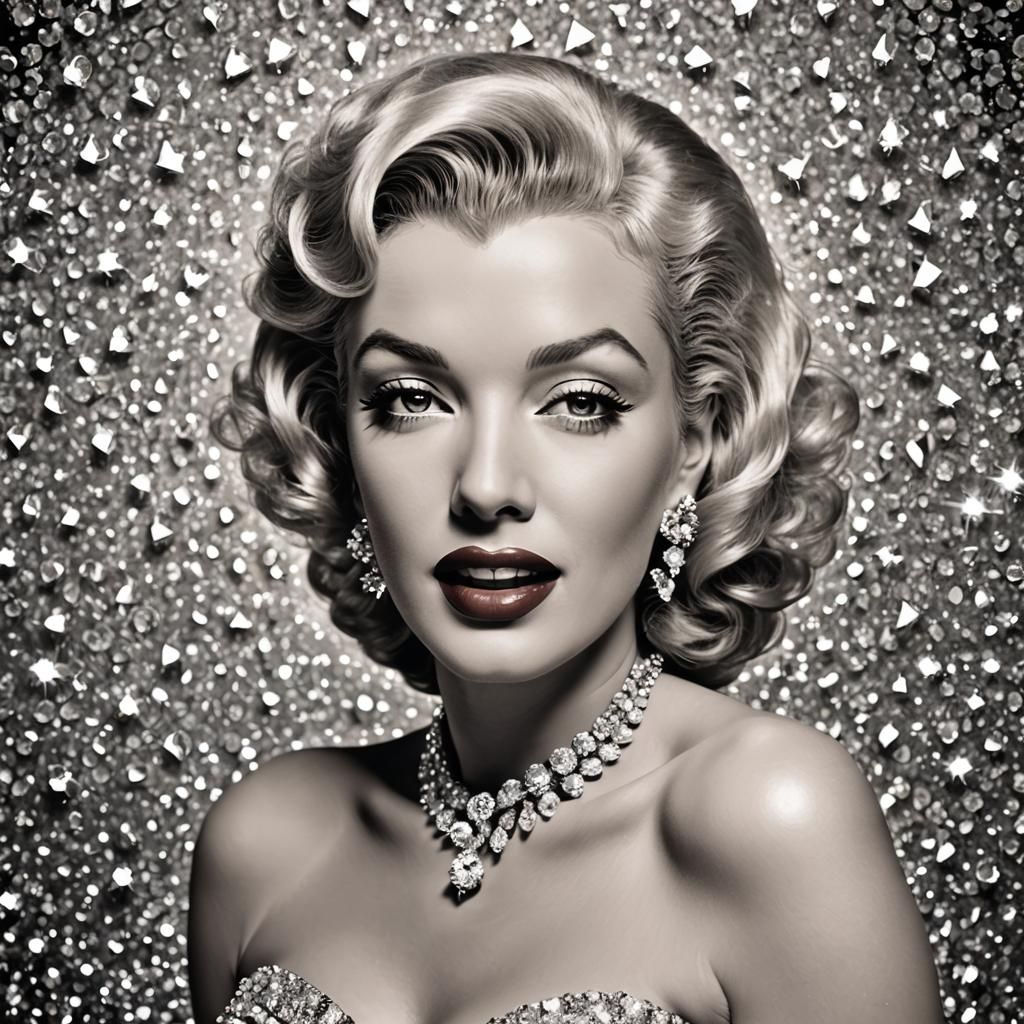 Marilyn Monroe Surrounded by Sparkling Diamonds