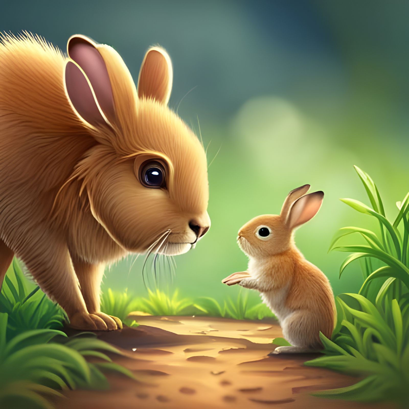 Cute Bee and Curious Bunny Together