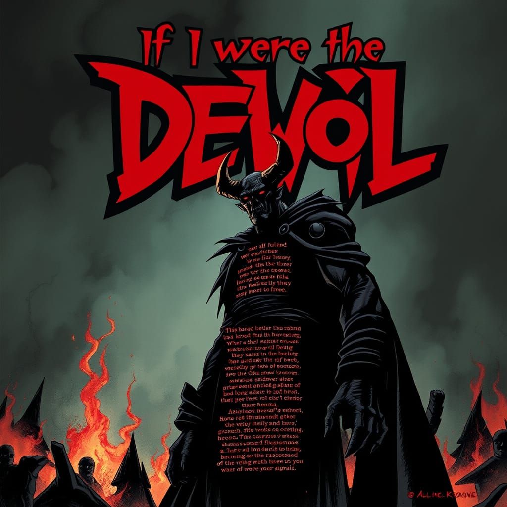 Dark Marvel-Style Devil Confronts Flames and Shadows