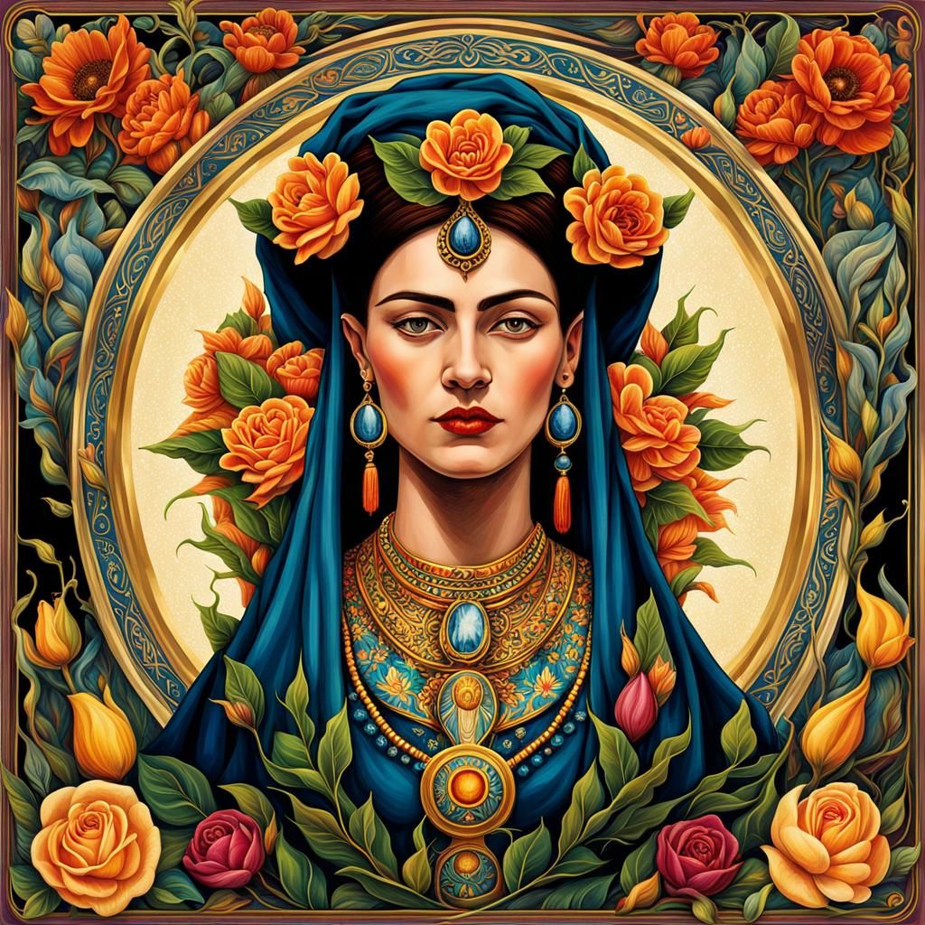 The High Priestess Tarot Card in Surrealist Style