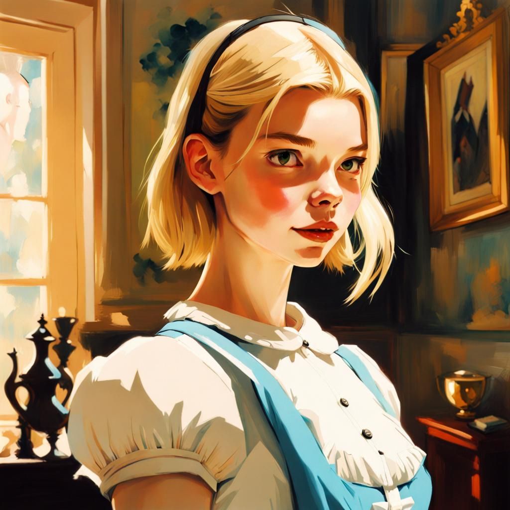 Anya Taylor-Joy as Alice: Digital Art Illustration
