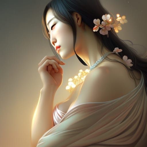 Voluptuous Japanese Beauty in Hyperdetailed Render