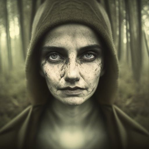 Ethereal Witch Portrait in Forest Ambiance