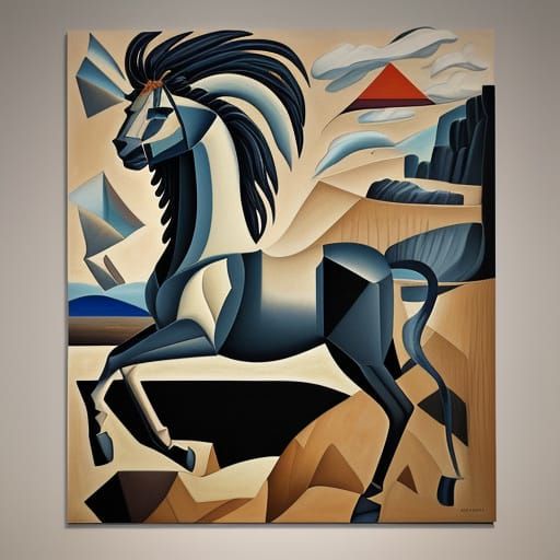 Colossal Lion Gazes into Dreamlike Landscape