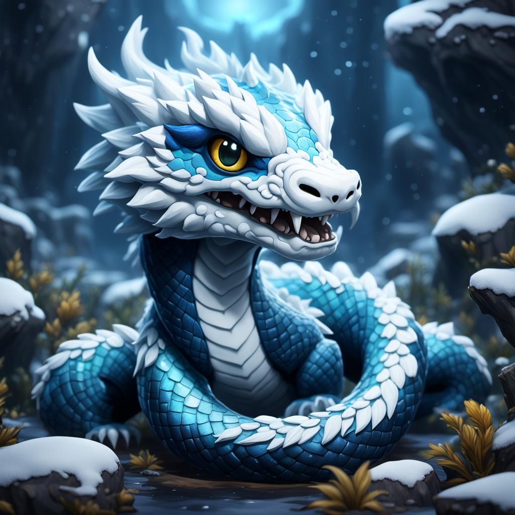 Chibi Frost Anaconda in Detailed Matte Painting