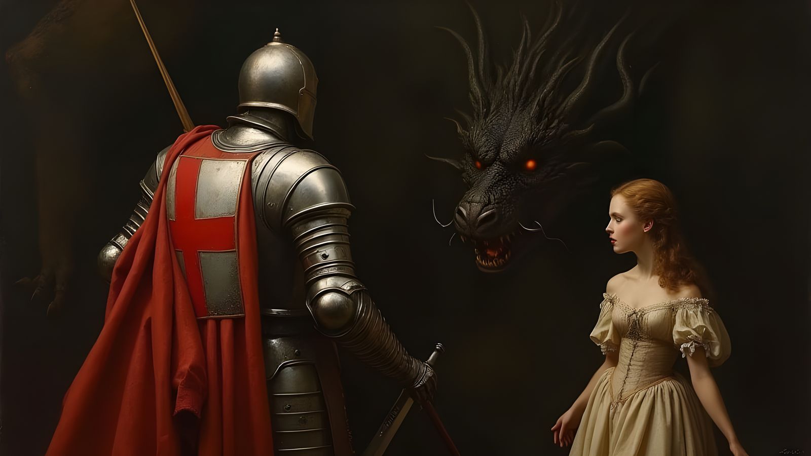 St. George and the Dragon: A Chiaroscuro Scene