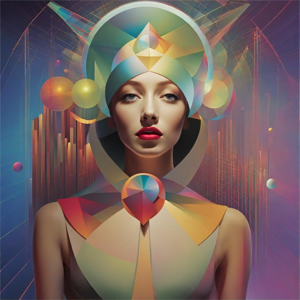 Rainbow Geometric Shapes in Hologram Light