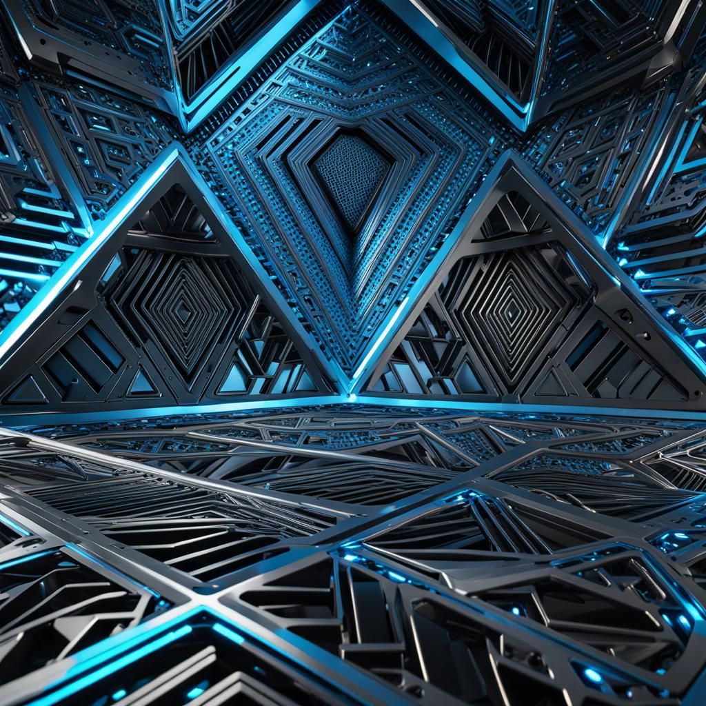 Abstract Geometric Pattern in Steel Blue and Black