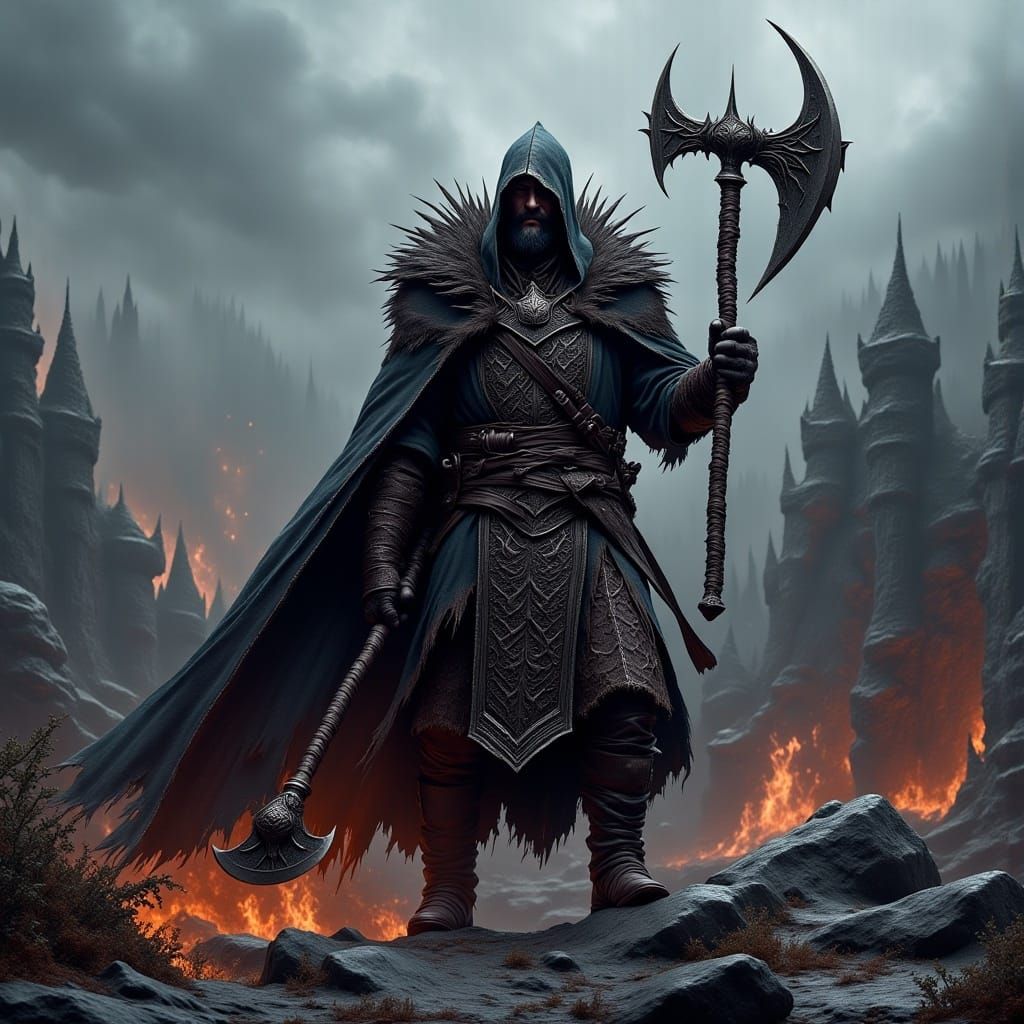 <lora:Vect Oblivion:1.0> apocalyptic ancient Nord battleaxe