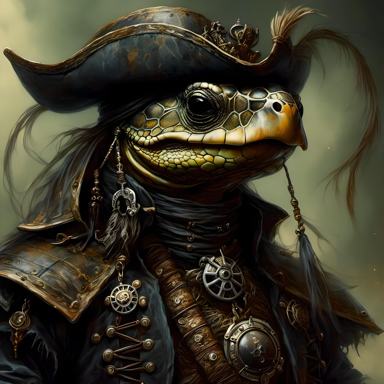 Turtle Pirate in Dark Fantasy Art Style