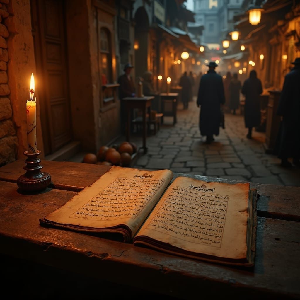 Arabic Letter Illuminated: A Vermeer-esque Still Life