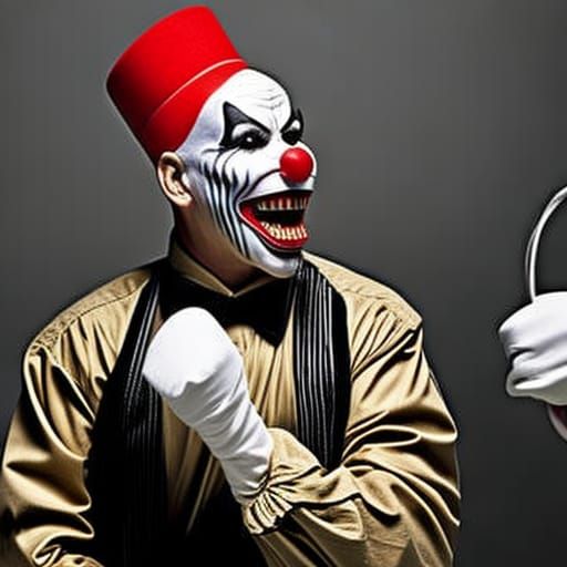 Sinister Clown Menaces Circus Patrons: Digital Art