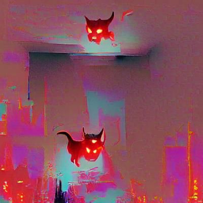Devil Cat Digital Art Illustration