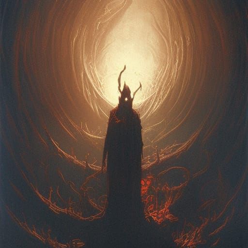 Demonic Eldritch Pumpkin Head in Horror Style