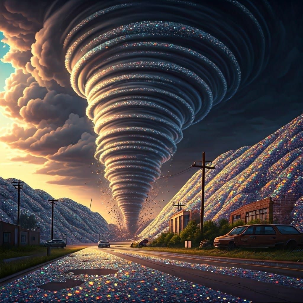 Glitter Tornado Devastates Landscape with Holographic Afterm...