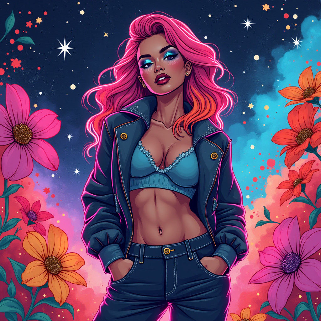 Cosmic Fashion: A Fusion of Cyberpunk and Celestial Art