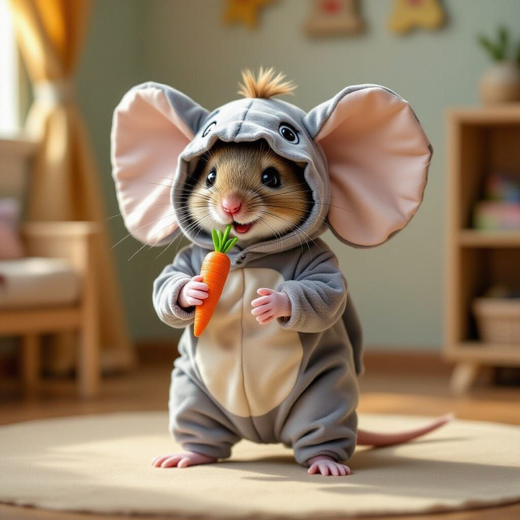 Mouse in Elephant Costume Performs on Stage