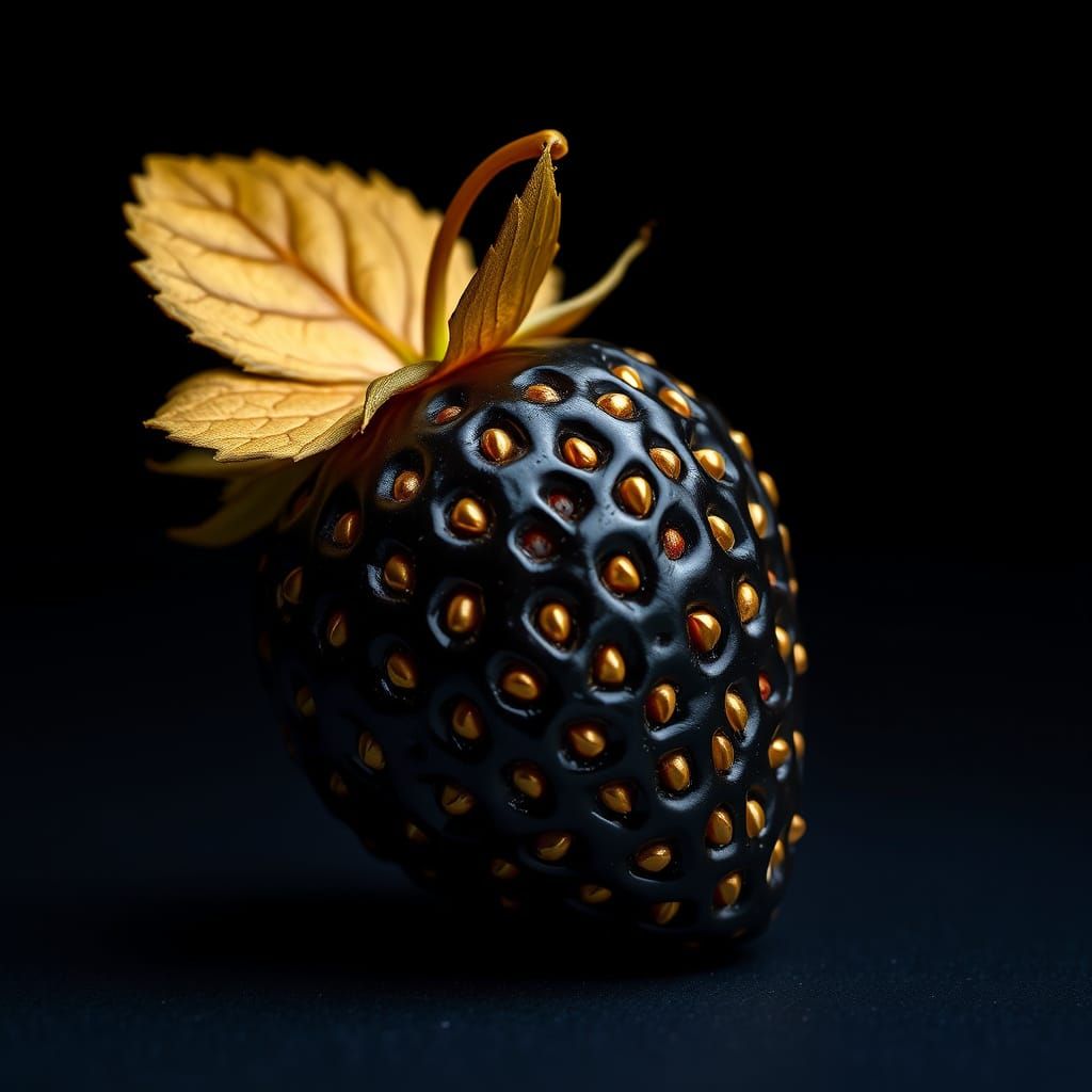 Luscious Black Strawberry in Golden Accents