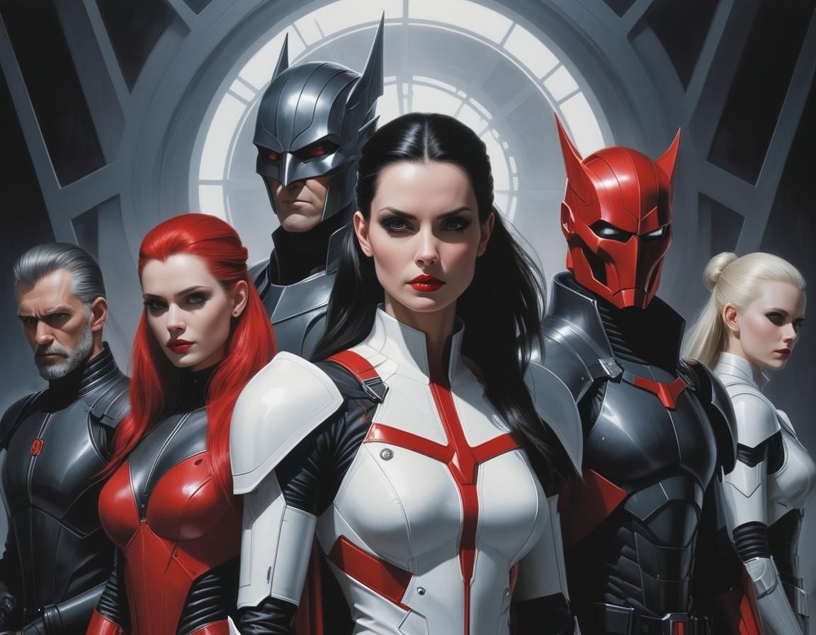 Futuristic Red Portrait in Ethereal Style