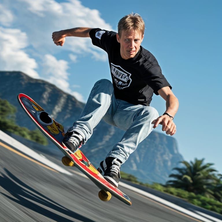 Tony Hawk Signature Skateboarding Move in Hyperreal Detail
