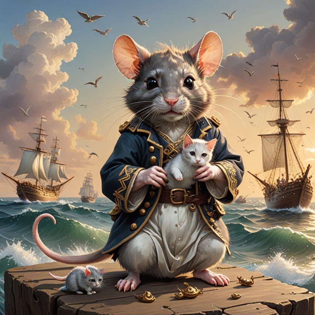 God of the High Seas Plays with Feline Companion