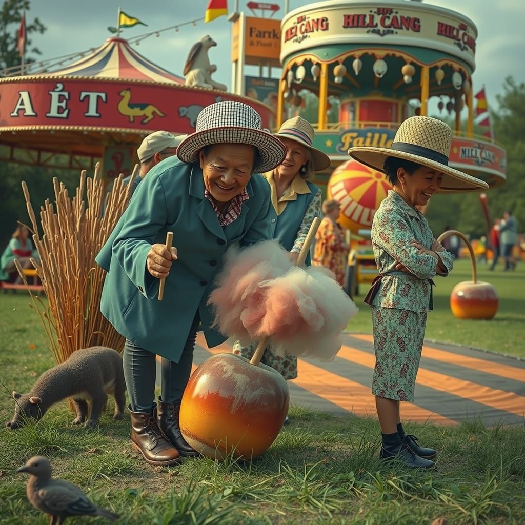 1930s Village Fairground with Mushroom Prints