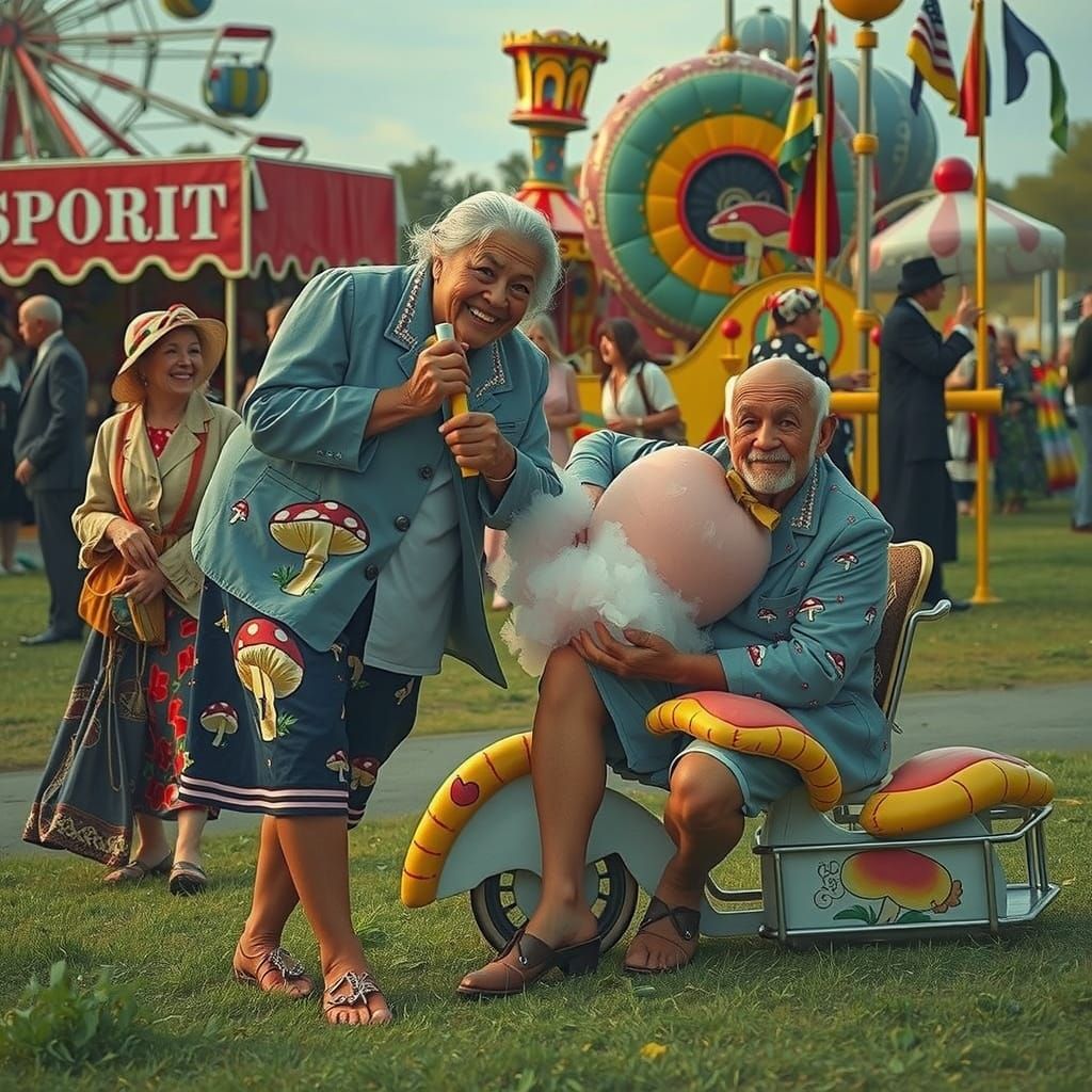 1930s Village Fete Fairground in Golden Hour Light