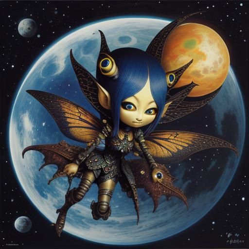 Dark Fairy Soaring Through Space: Naoto Hattori Style