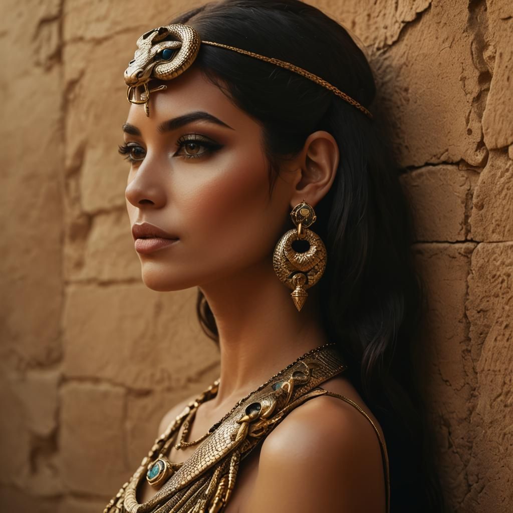 Woman with Snake Jewelry in Egyptian Style