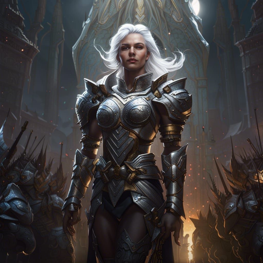 Silver Queen Leads Army: Dark Fantasy Concept Art