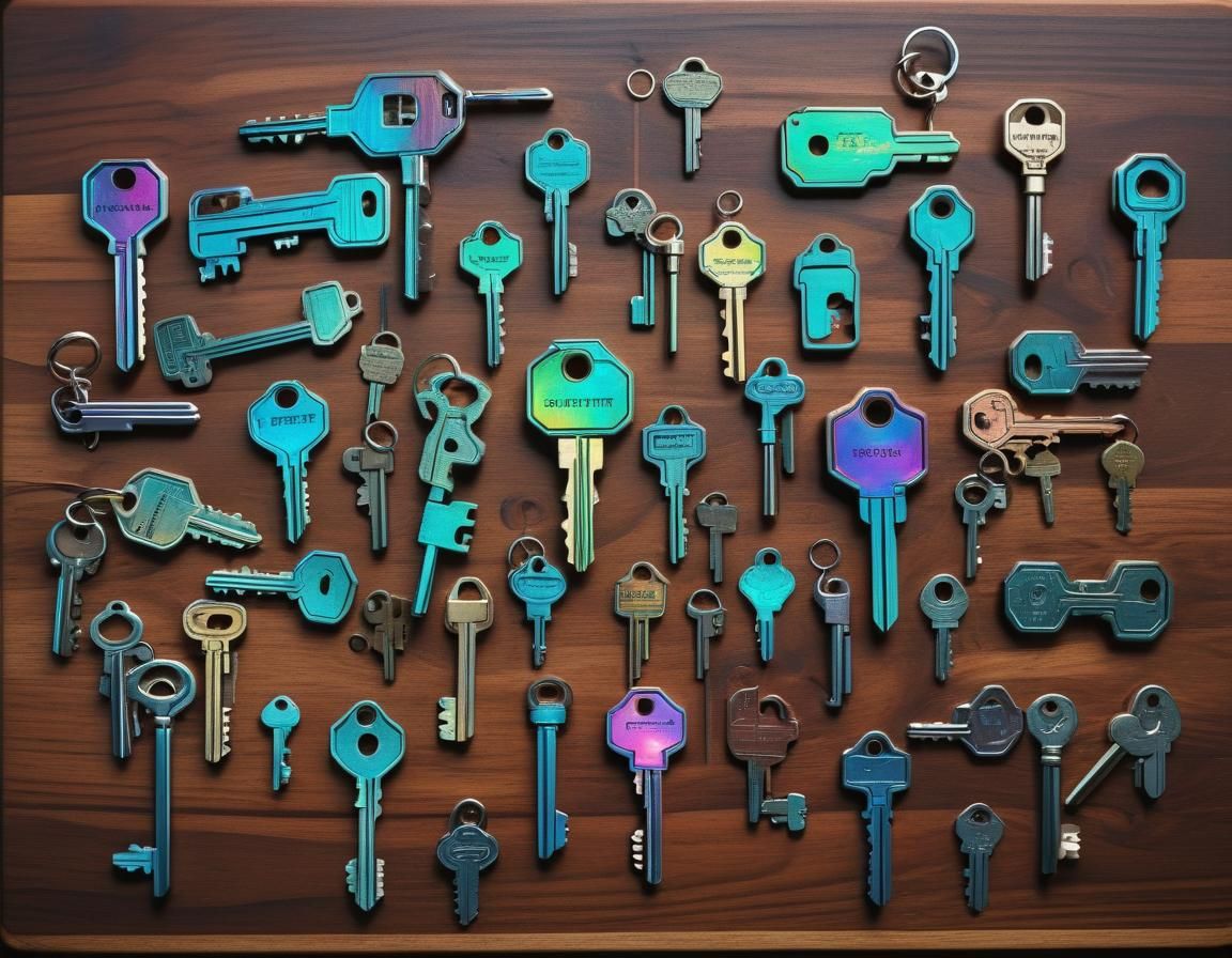 Futuristic House Keys on Redwood Board