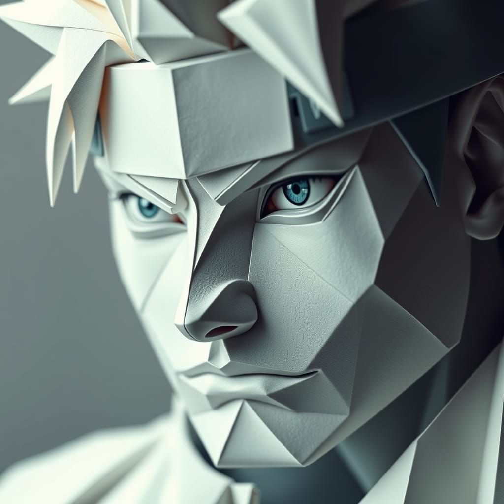 Origami Paper Cutouts of Boruto and Giga Chad