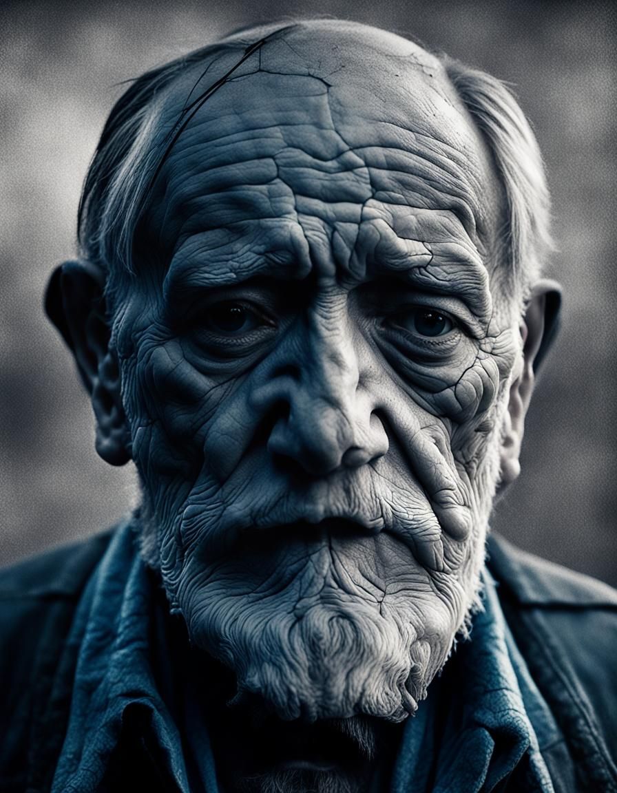 Striking Black and White Portrait of Old Man