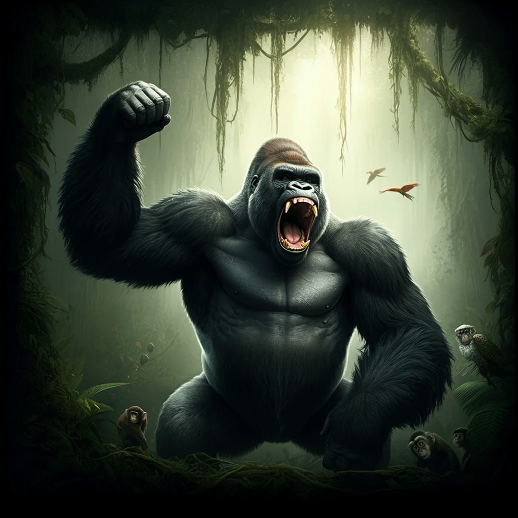 Fierce Jungle King in Cinematic Style