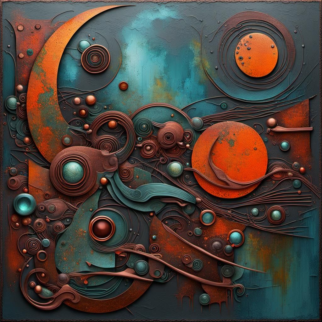 Surreal Abstract Mashup in Metallic Tones