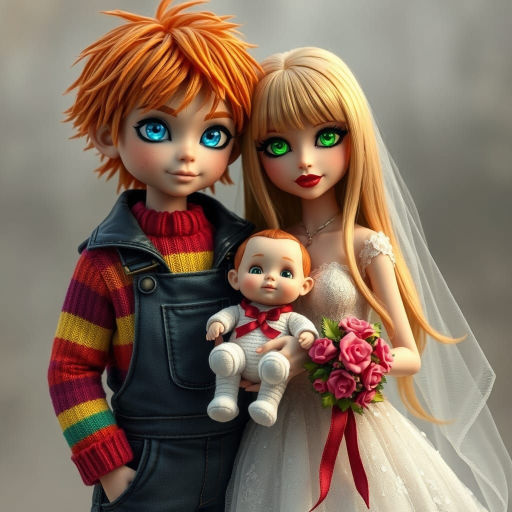Chucky and Tiffany Valentine with Baby Glen