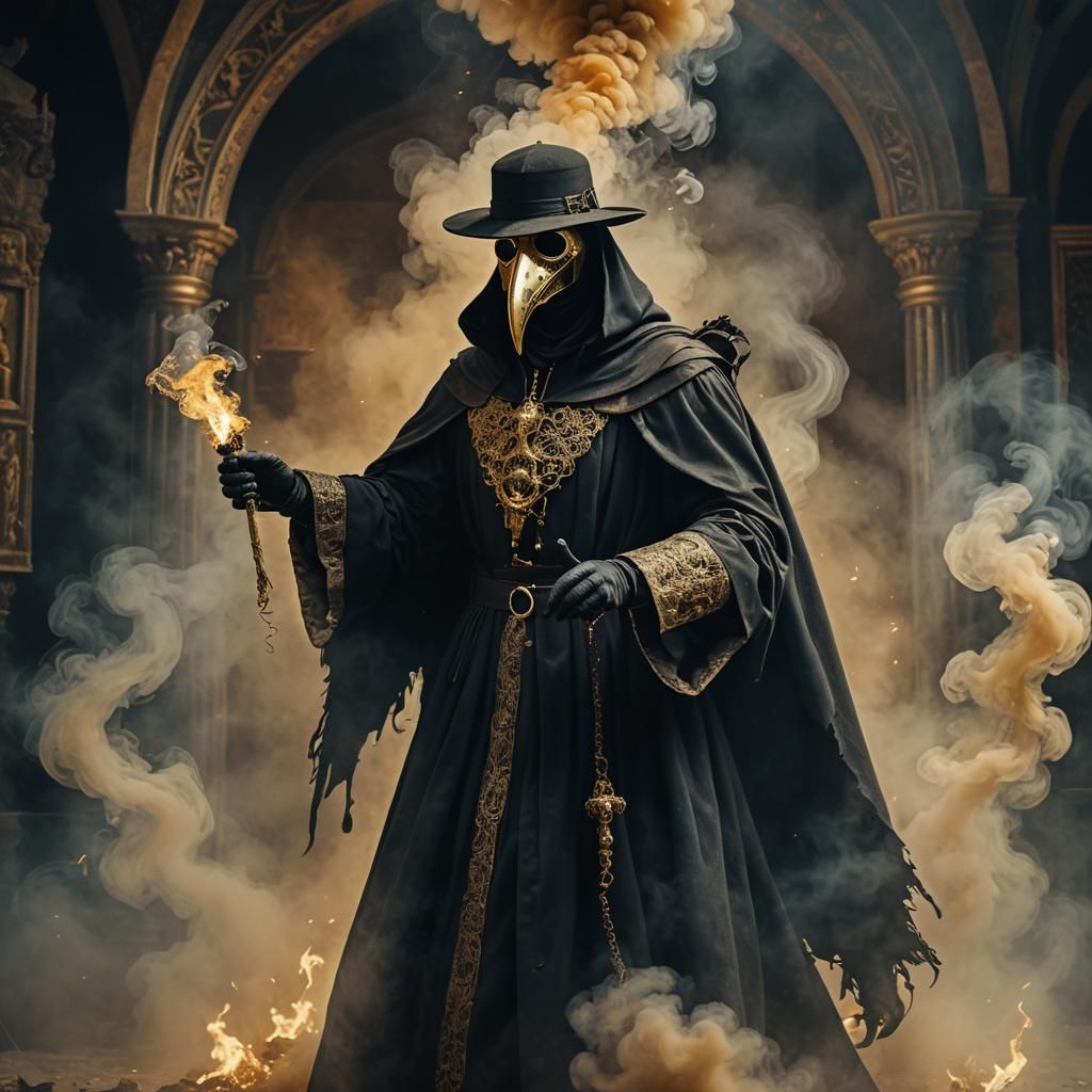 Elegant Plague Doctor in Surreal Photoshoot