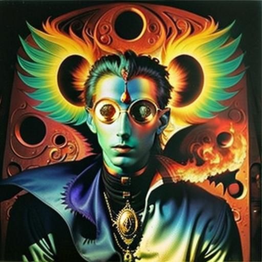 Psychedelic Man's Face in Surrealist Style