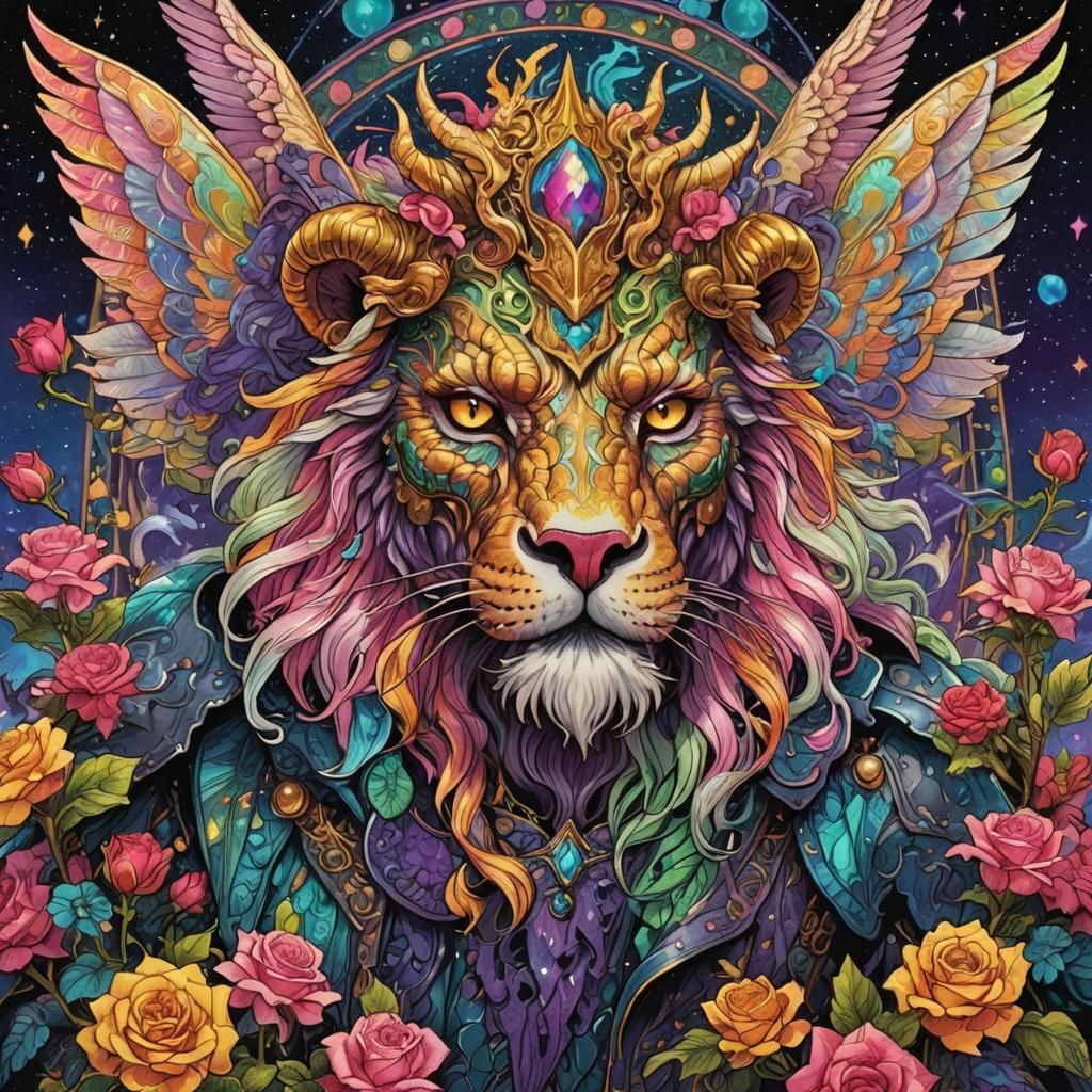 Epic Wizard Knight in Cosmic Fantasy Realm