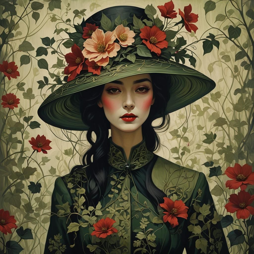 Mysterious Woman in Vintage Horror Style