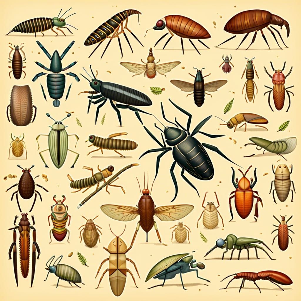 Detailed Illustration of Diverse Arthropods