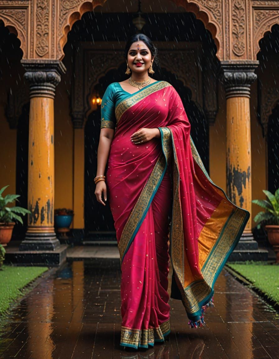 Elegant Indian Woman Walks into a Palace in a Stunning Pop A...