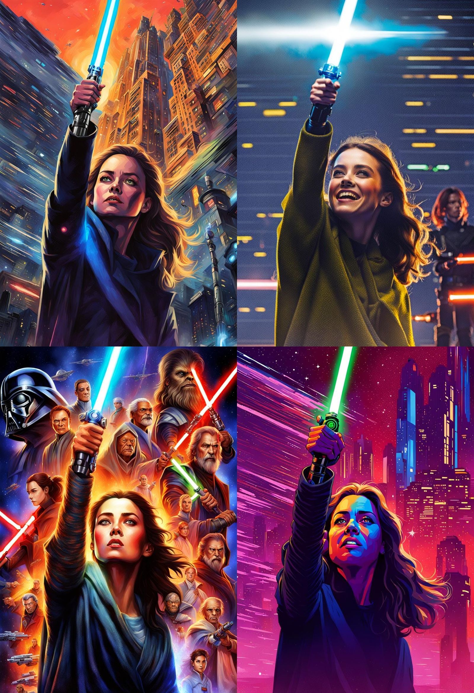 Woman Wielding a Lightsaber in Digital Art