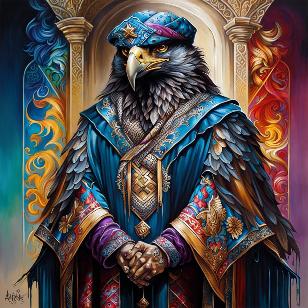 Spanish Imperial Eagle Wizard in Graffiti Art Style