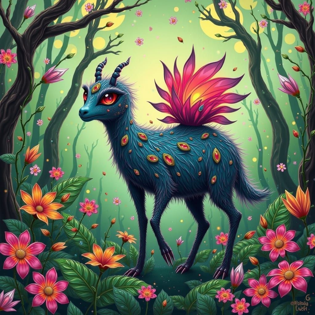 Furry Creature in a Vibrant Forest