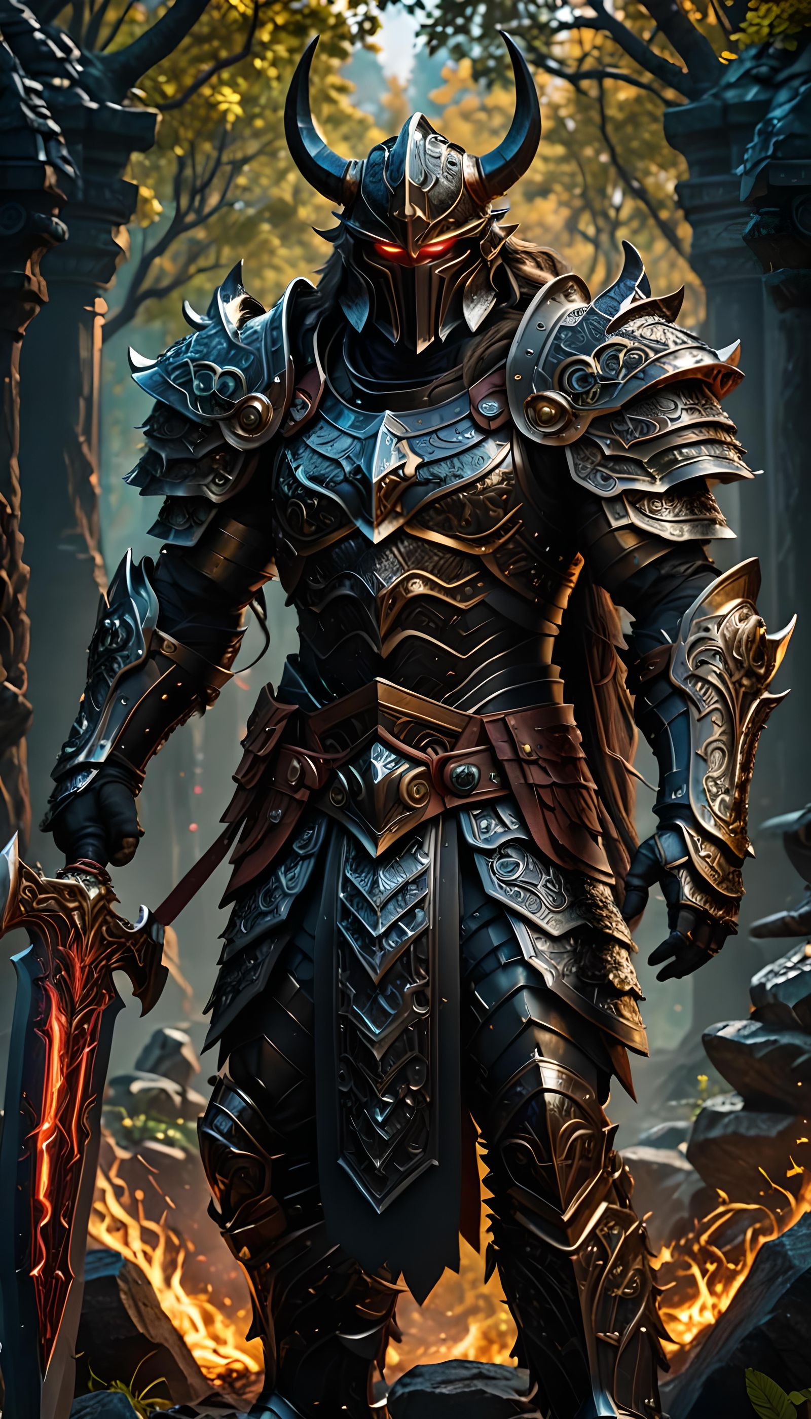 Berserker God of Weapons in Obsidian Armor